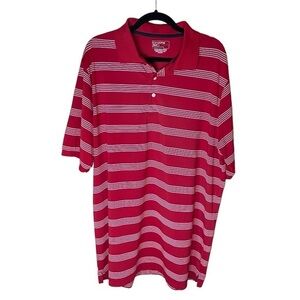 Chaps‎ Golf 78 Stay-Dry Red with White Stripes Short Sleeve Golf Polo Size XLT